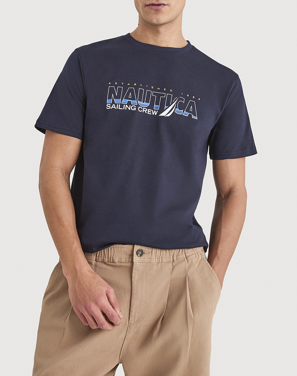 Nautica Μπλουζα T Shirt Κμ Onda T Shirt Ανδρας Ρουχα Μπλουζες T Shirt Navyblue Βαμβακι 3Ncn1V03949 459