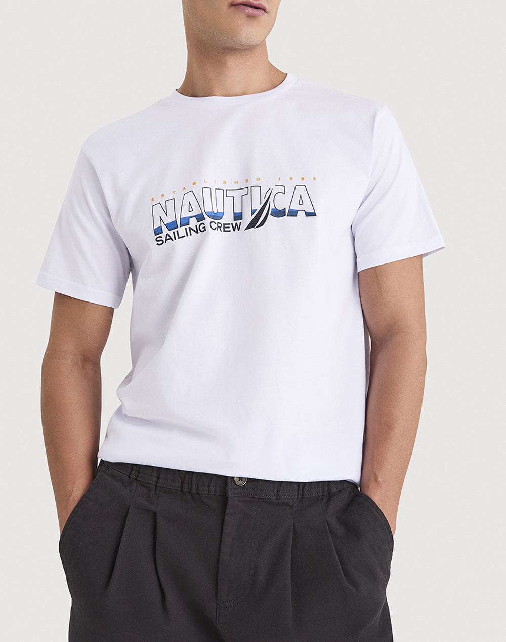 Nautica Μπλουζα T Shirt Κμ Onda T Shirt Ανδρας Ρουχα Μπλουζες T Shirt White Βαμβακι 3Ncn1V03949 908