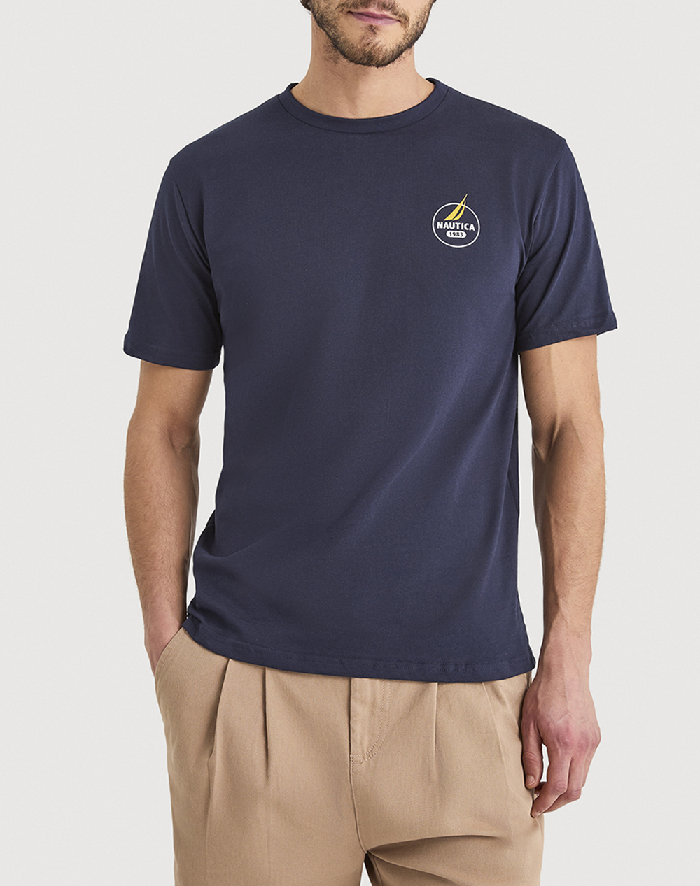 Nautica Μπλουζα T Shirt Κμ Narmada T Shirt Ανδρας Ρουχα Μπλουζες T Shirt Navyblue Βαμβακι 3Ncn1V04023 459