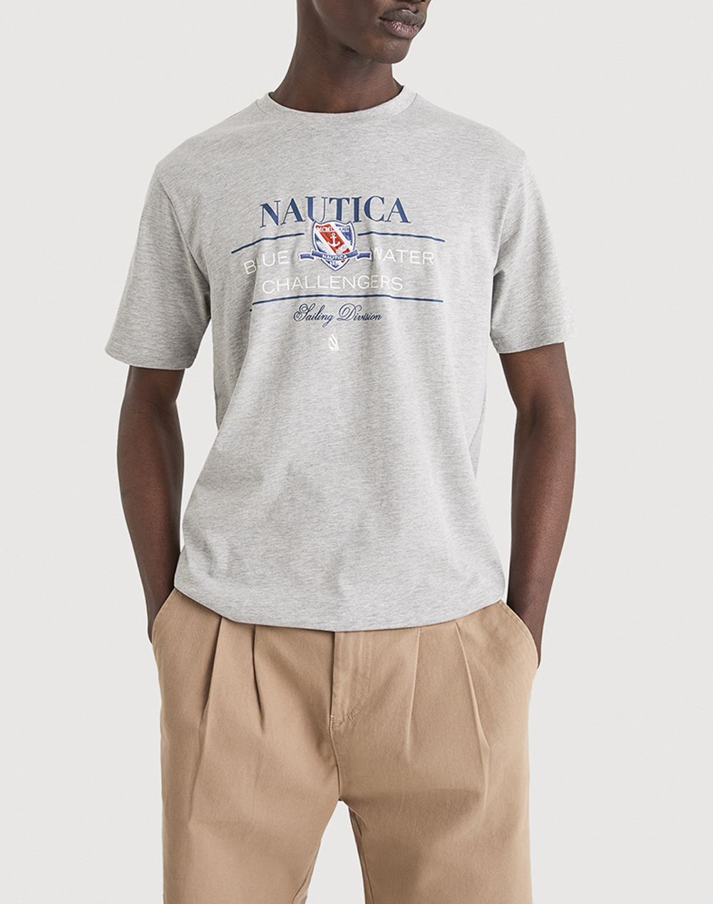Nautica Μπλουζα T Shirt Κμ Timon T Shirt Ανδρας Ρουχα Μπλουζες T Shirt Lightgray Βαμβακι 3Ncn1V03991 112