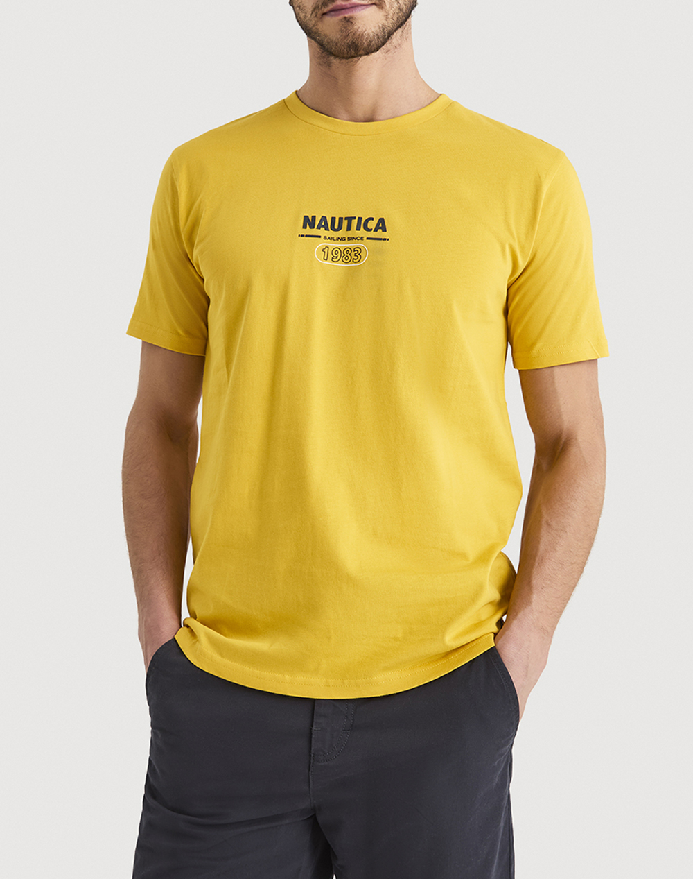 Nautica Μπλουζα T Shirt Κμ Sirena T Shirt Ανδρας Ρουχα Μπλουζες T Shirt Yellow Βαμβακι 3Ncn1V03945 606