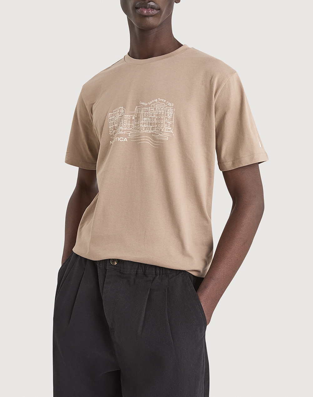 Nautica Μπλουζα T Shirt Κμ Sassandra T Shirt Ανδρας Ρουχα Μπλουζες T Shirt Biege Βαμβακι 3Ncn1V04034 225