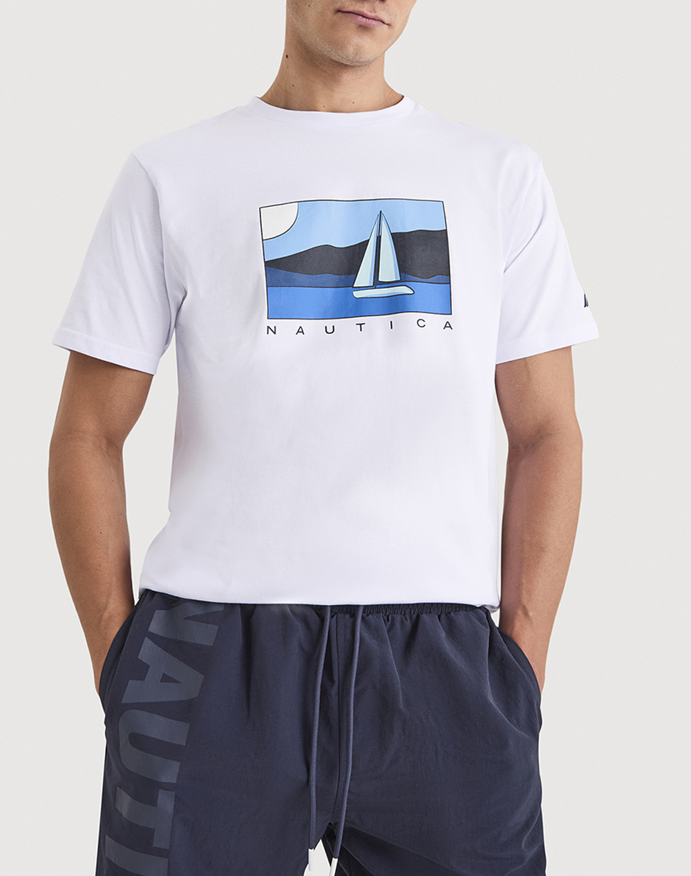 Nautica Μπλουζα T Shirt Κμ Tay T Shirt Ανδρας Ρουχα Μπλουζες T Shirt White Βαμβακι 3Ncn1V04028 908