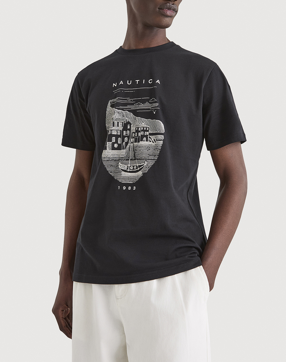 Nautica Μπλουζα T Shirt Κμ Kanan T Shirt Ανδρας Ρουχα Μπλουζες T Shirt Black Βαμβακι 3Ncn1V03977 011