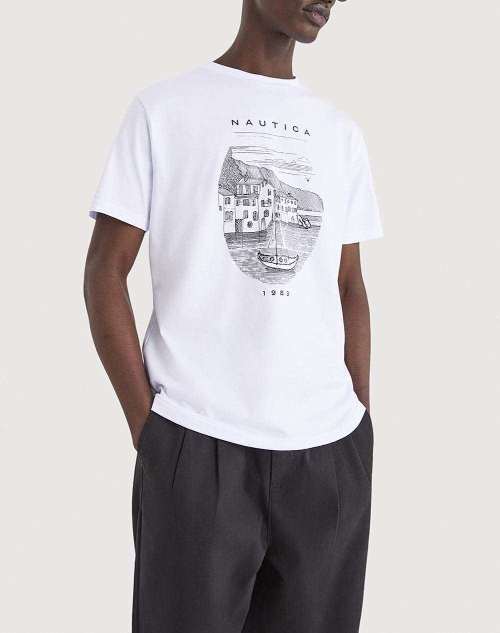 Nautica Μπλουζα T Shirt Κμ Kanan T Shirt Ανδρας Ρουχα Μπλουζες T Shirt White Βαμβακι 3Ncn1V03977 908