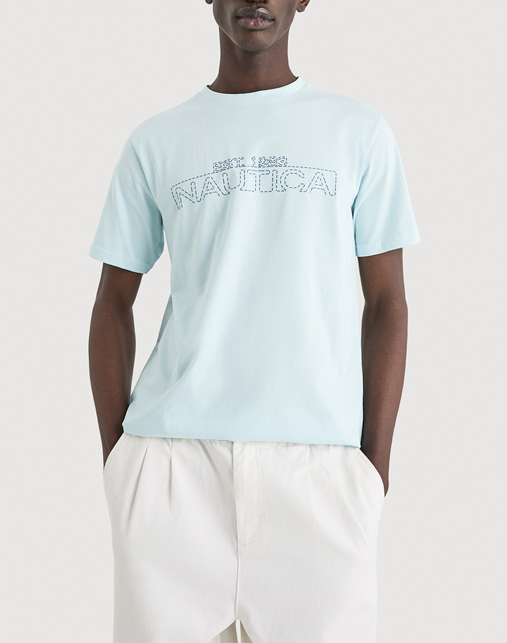 Nautica Μπλουζα T Shirt Κμ Medway T Shirt Ανδρας Ρουχα Μπλουζες T Shirt Aqua Βαμβακι 3Ncn1V04019 400