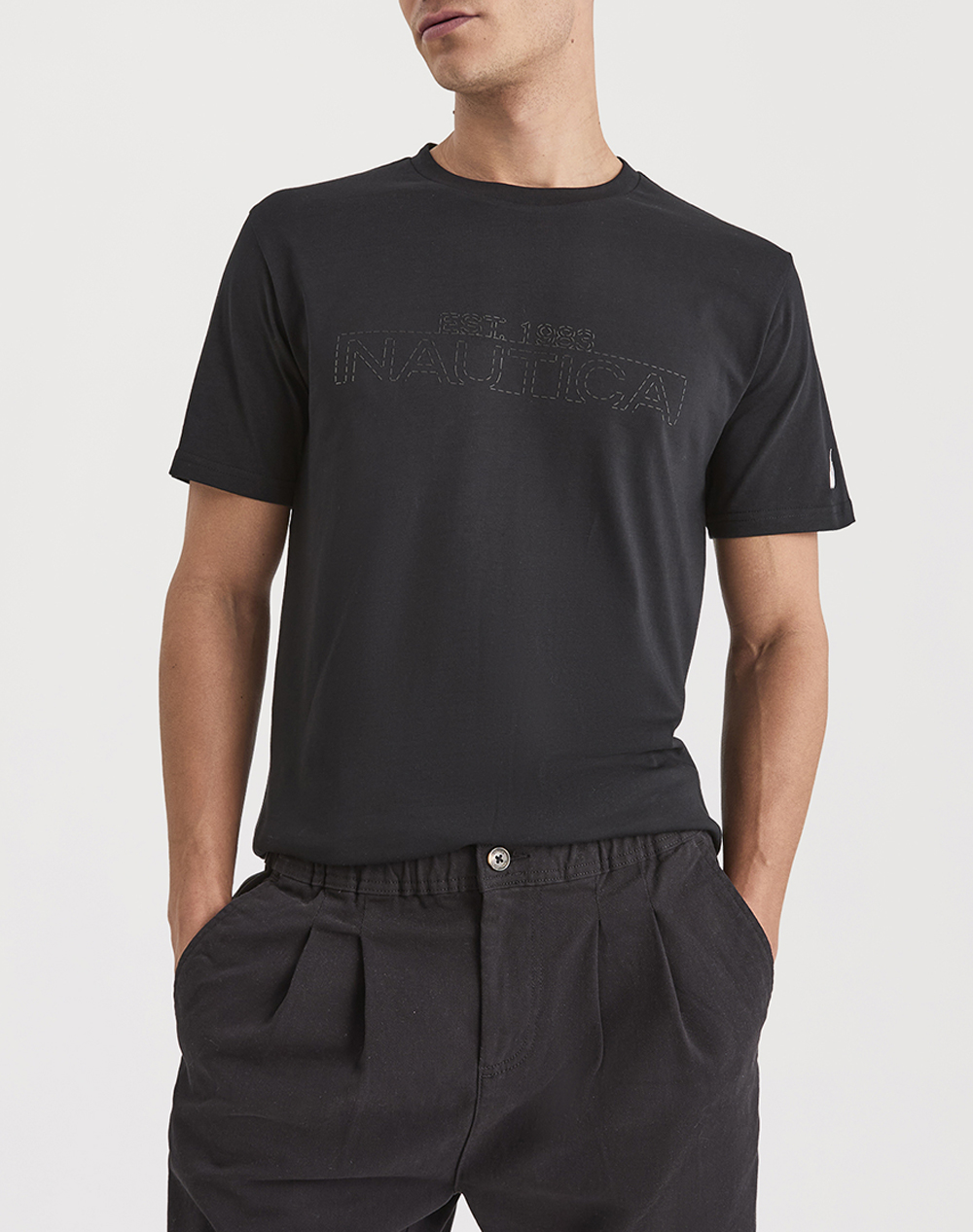 Nautica Μπλουζα T Shirt Κμ Medway T Shirt Ανδρας Ρουχα Μπλουζες T Shirt Black Βαμβακι 3Ncn1V04019 011