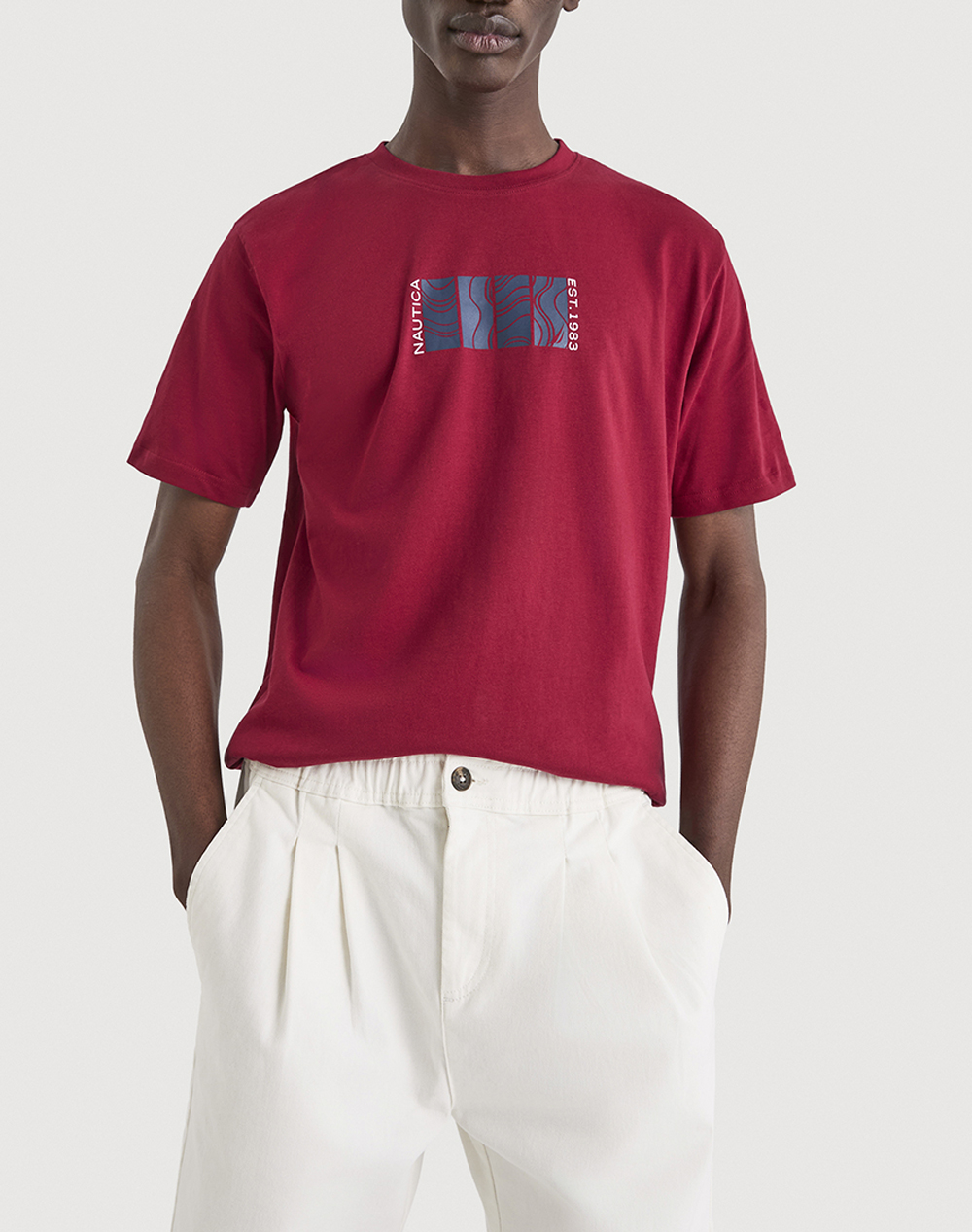 Nautica Μπλουζα T Shirt Κμ Parrett T Shirt Ανδρας Ρουχα Μπλουζες T Shirt Darkred Βαμβακι 3Ncn1V04026 807