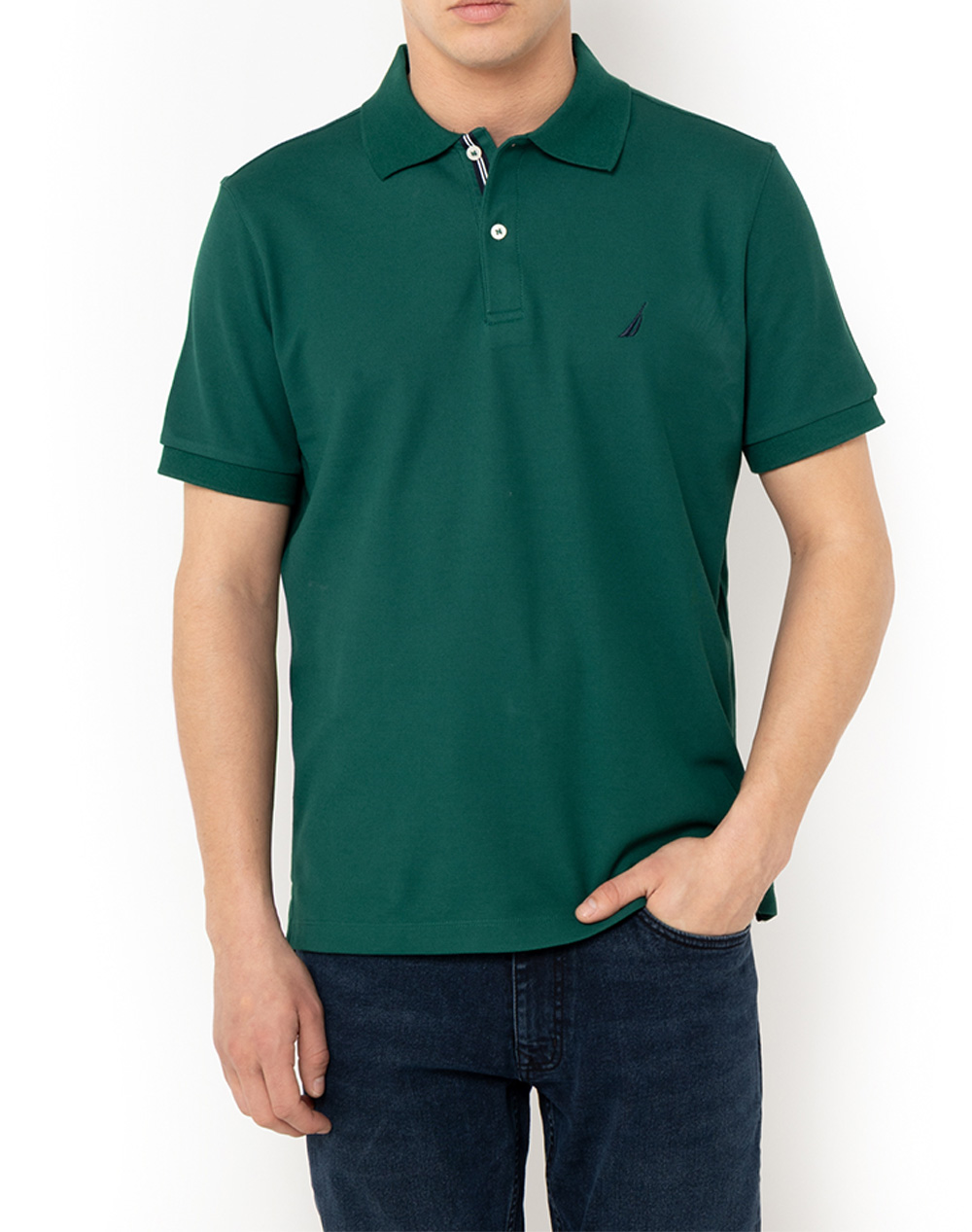 Nautica Μπλουζα Πολο Κμ Cabin Polo Shirt Ανδρας Ρουχα Μπλουζες Polo Darkgreen Βαμβακισυνθετικο 3Ncn1Cr0110 515