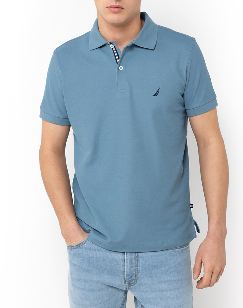 Nautica Μπλουζα Πολο Κμ Cabin Polo Shirt Ανδρας Ρουχα Μπλουζες Polo Steelblue Βαμβακισυνθετικο 3Ncn1Cr0110 456