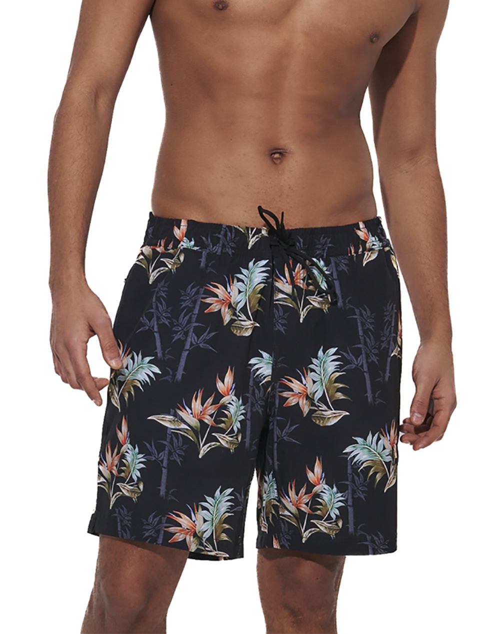 Body Action Men''S Allover Printed Swim Shorts Ανδρας Ρουχα Μαγιο Βερμουδα Jetblack Με Ελαστανσυνθετικο 033624 01 Black