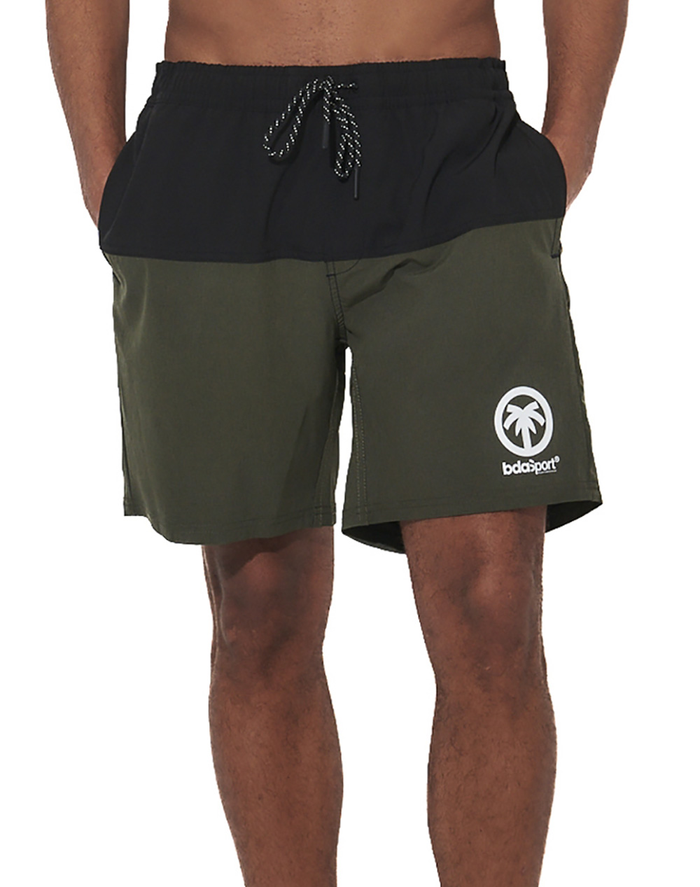 Body Action Men''S Colorblock Swim Shorts Ανδρας Ρουχα Μαγιο Βερμουδα Khaki Με Ελαστανσυνθετικο 033627 01 Black Khaki
