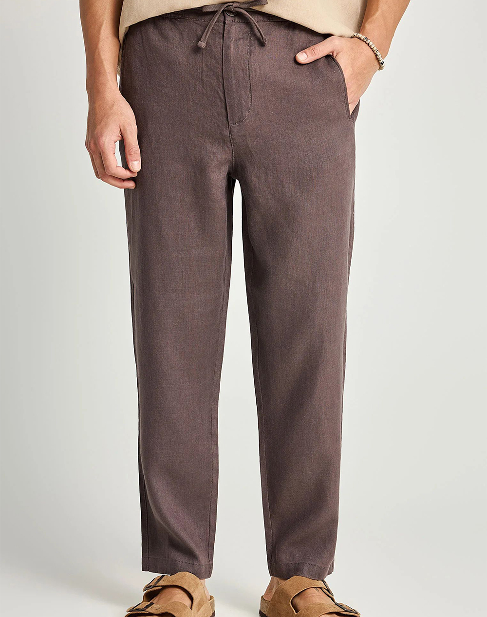 Funky Buddha Trousers Ανδρας Ρουχα Παντελονια Chinos Darkgray Λινο Fbm013 011 02 Moon Mist