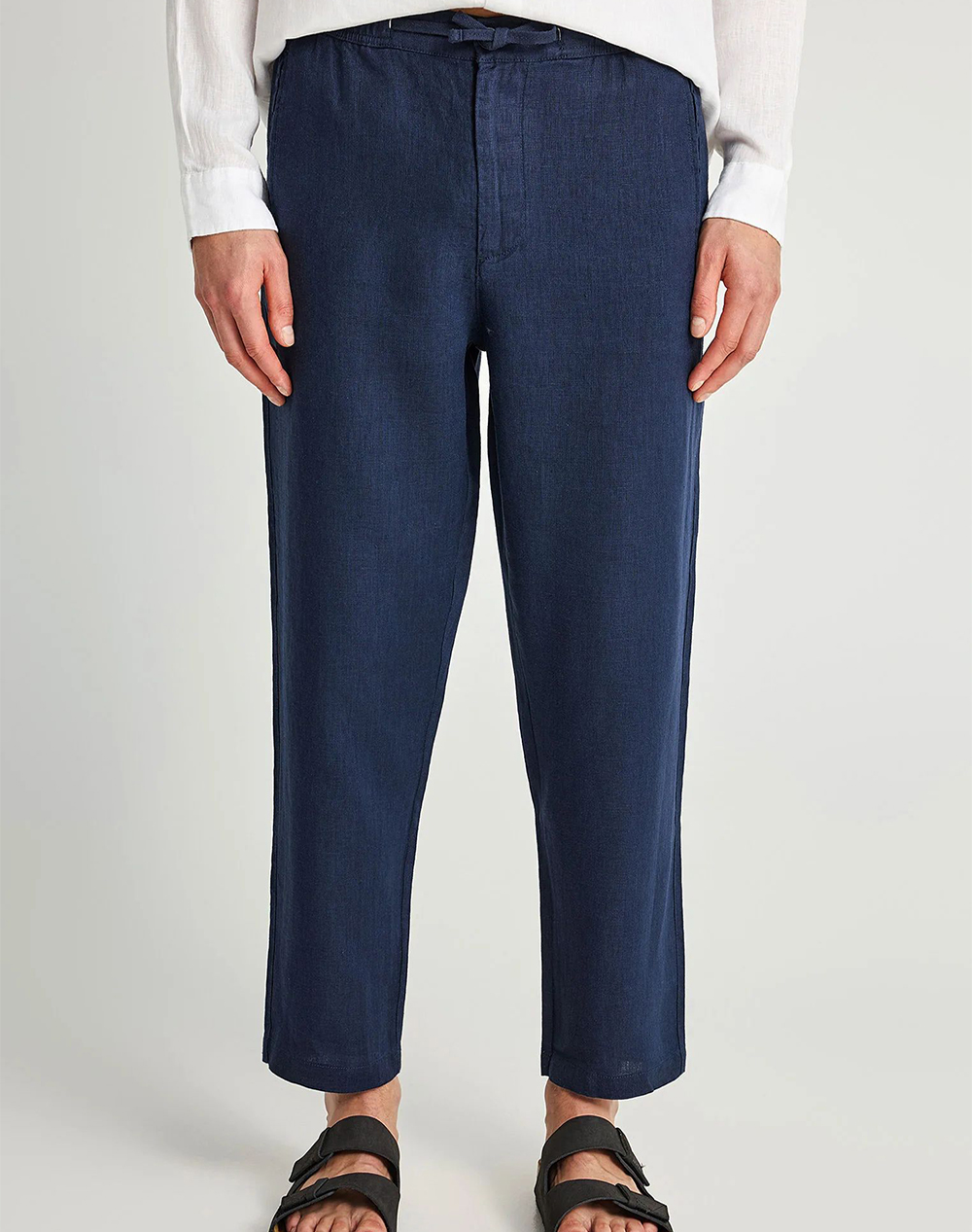 Funky Buddha Trousers Ανδρας Ρουχα Παντελονια Chinos Navyblue Λινο Fbm013 011 02 Navy