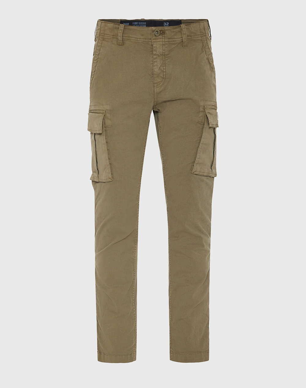 Funky Buddha Trousers Ανδρας Ρουχα Παντελονια Cargo Khaki Βαμβακιμε Ελασταν Fbm013 002 02 Dusty Khaki