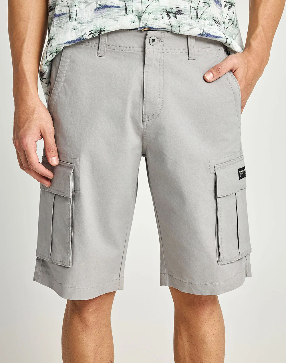 Funky Buddha Shorts Ανδρας Ρουχα Σορτς | Βερμουδες Cargo Lightgray Βαμβακιμε Ελασταν Fbm013 002 03 Grey
