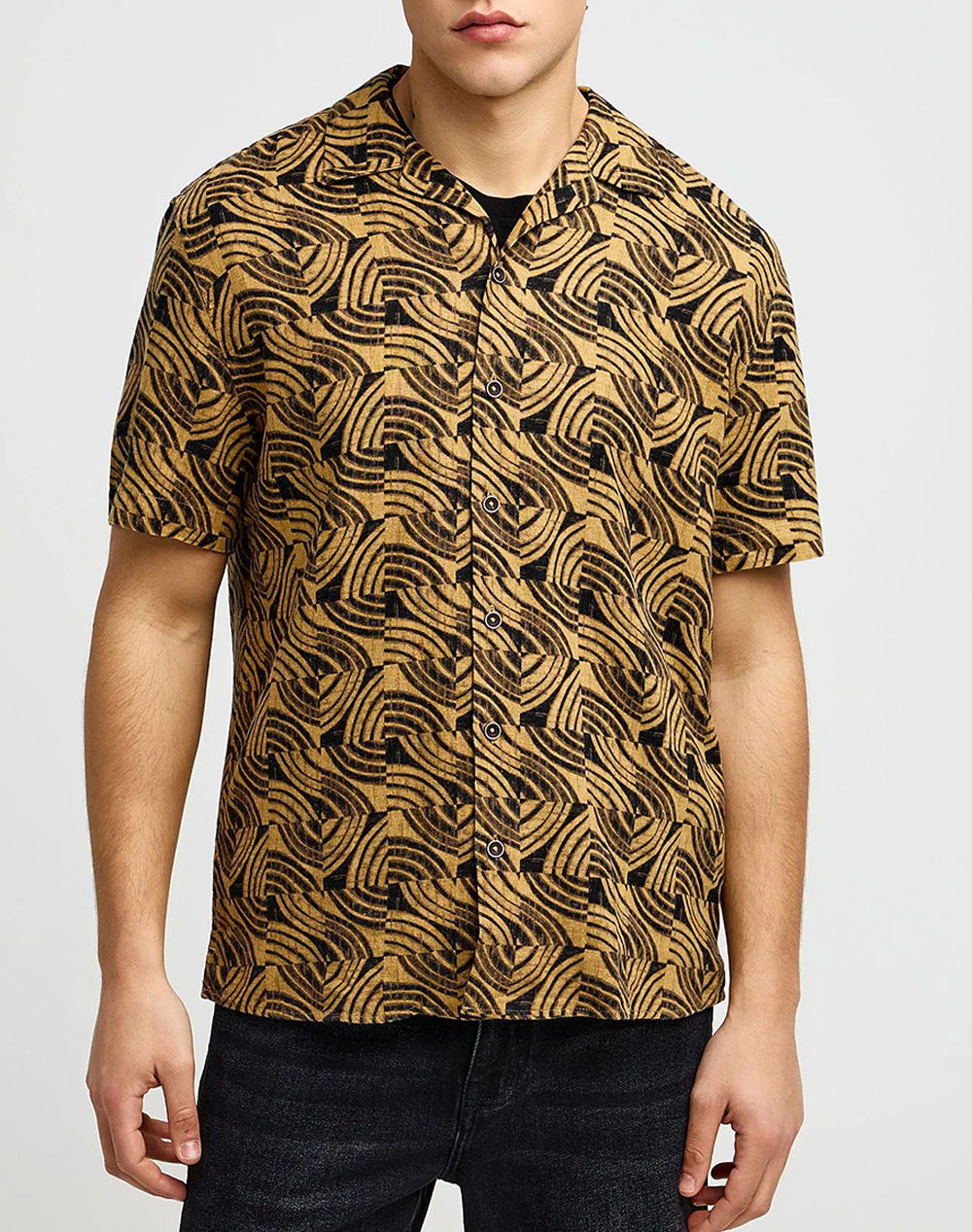 Funky Buddha Shirts Ανδρας Ρουχα Πουκαμισα Cappuccino Λινοσυνθετικο Fbm013 009 05 Cappuccino
