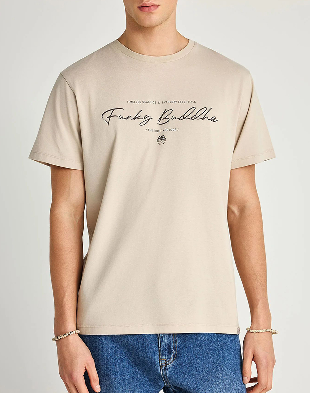Funky Buddha T Shirts Ανδρας Ρουχα Μπλουζες T Shirt Biege Βαμβακι Fbm013 022 04 Fog