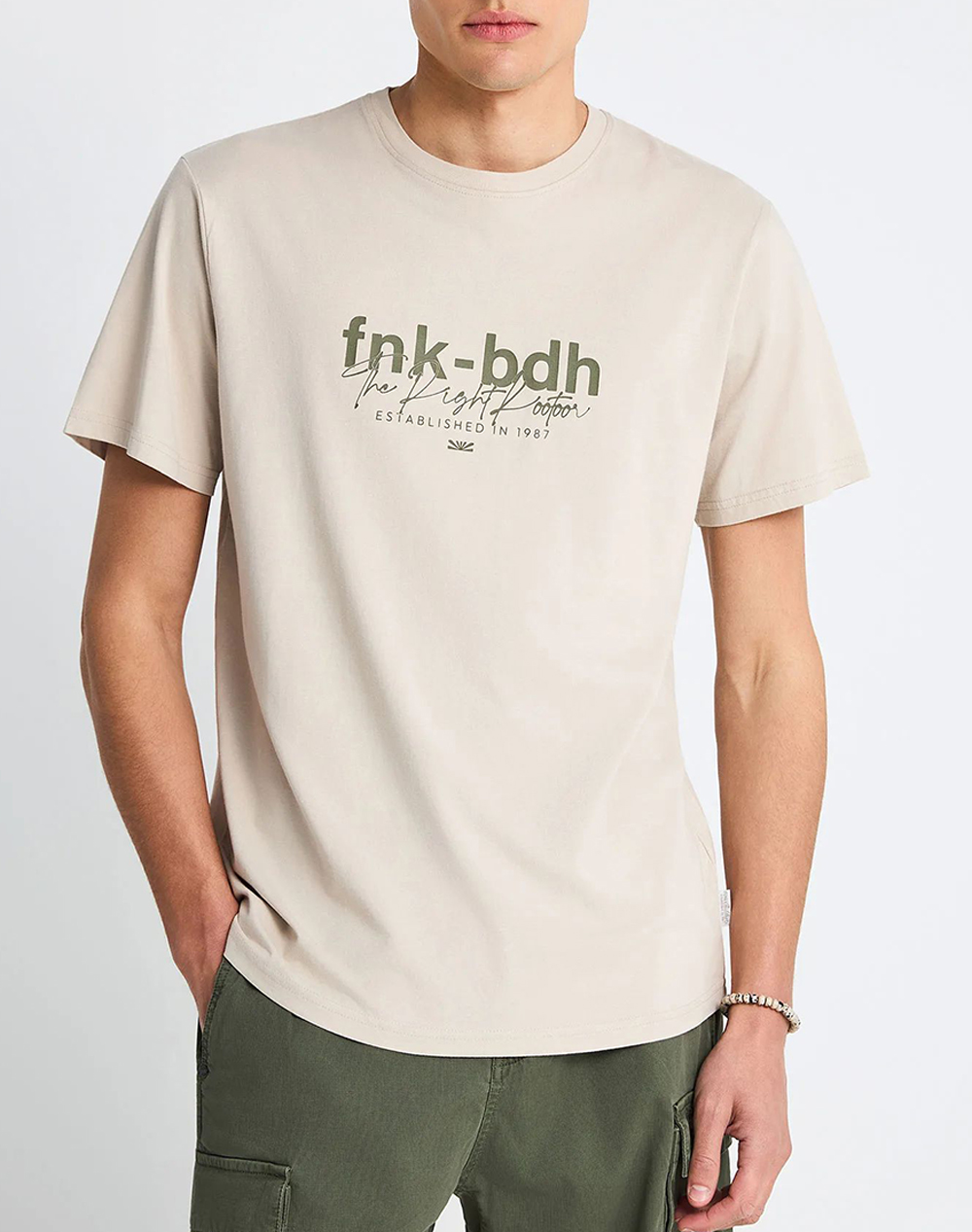 Funky Buddha T Shirts Ανδρας Ρουχα Μπλουζες T Shirt Biege Βαμβακι Fbm013 036 04 Fog