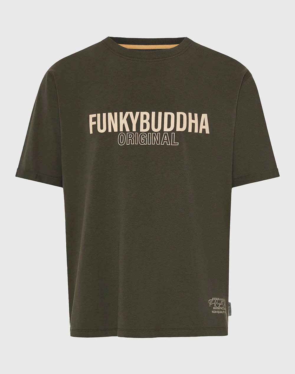 Funky Buddha T Shirts Ανδρας Ρουχα Μπλουζες T Shirt Khaki Βαμβακι Fbm013 032 04 Dusty Olive