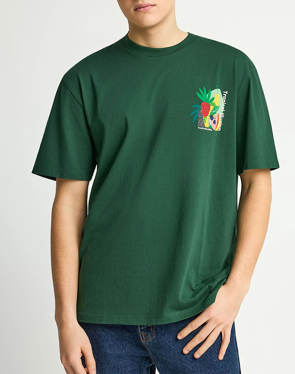 Funky Buddha T Shirts Ανδρας Ρουχα Μπλουζες T Shirt Green Βαμβακι Fbm013 079 04 Bistrot Green