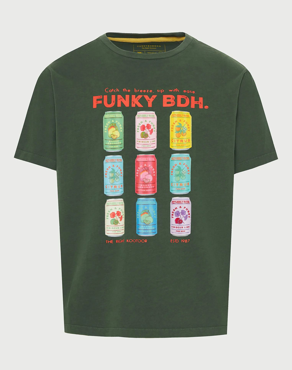 Funky Buddha T Shirts Ανδρας Ρουχα Μπλουζες T Shirt Green Βαμβακι Fbm013 040 04 Bistrot Green