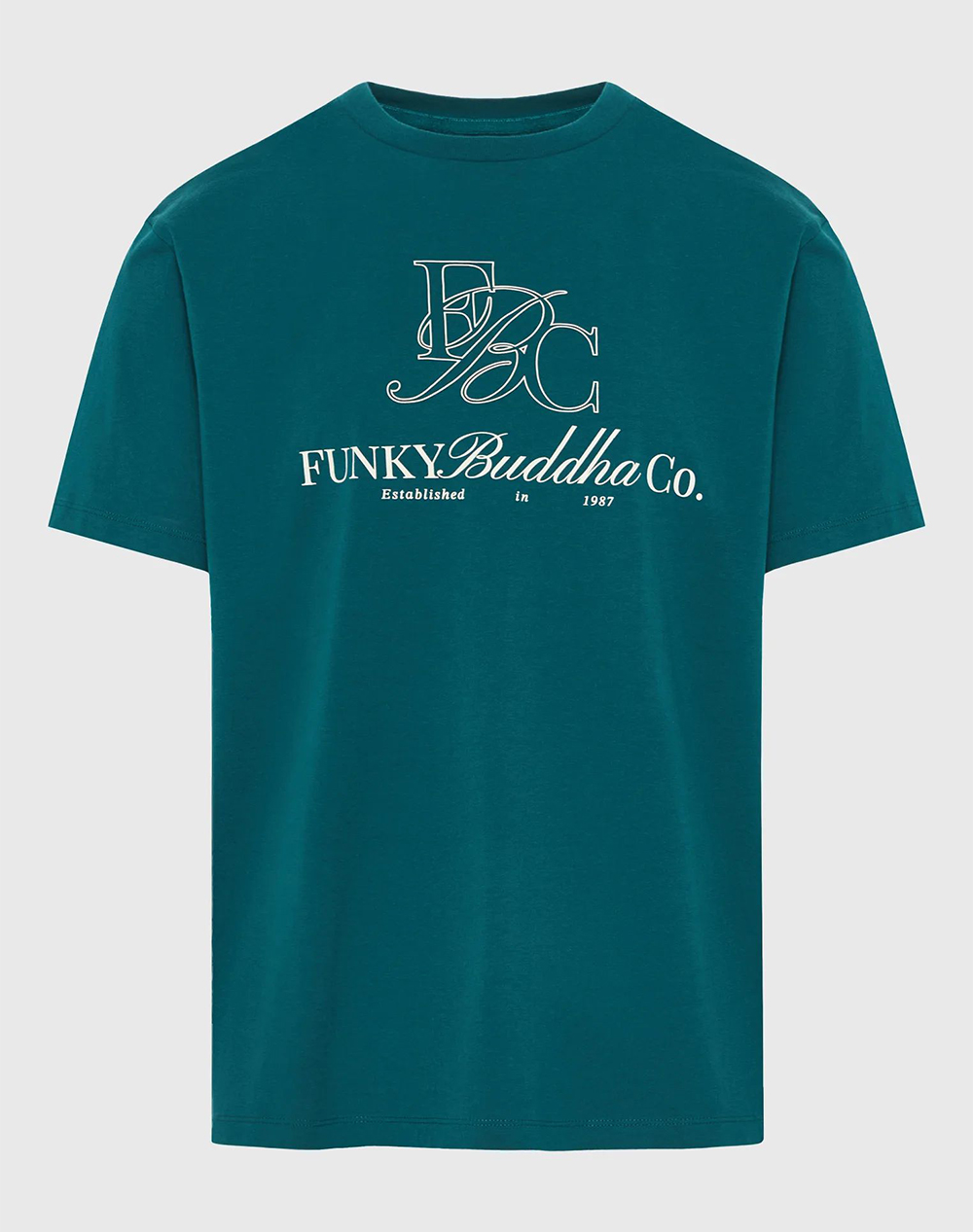 Funky Buddha Μπλούζα Κοντό Μανίκι Και Τύπωμα Ανδρας Ρουχα Μπλουζες T Shirt Petrol Βαμβακι Fbm013 023 04 Emerald