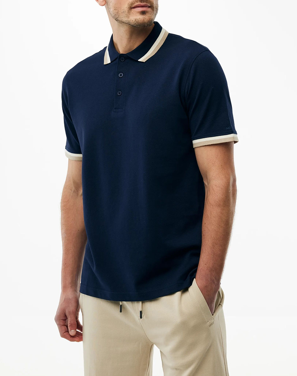 Mexx Toubkal Pique Polo With Tipping Ανδρας Ρουχα Μπλουζες Polo Darkblue Βαμβακι Mf007100261M 193923