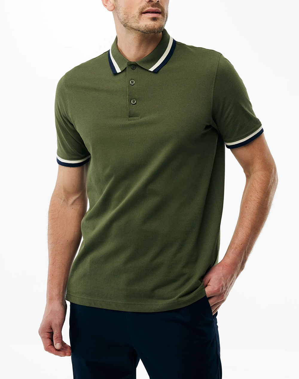 Mexx Toubkal Pique Polo With Tipping Ανδρας Ρουχα Μπλουζες Polo Darkgreen Βαμβακι Mf007100261M 190312