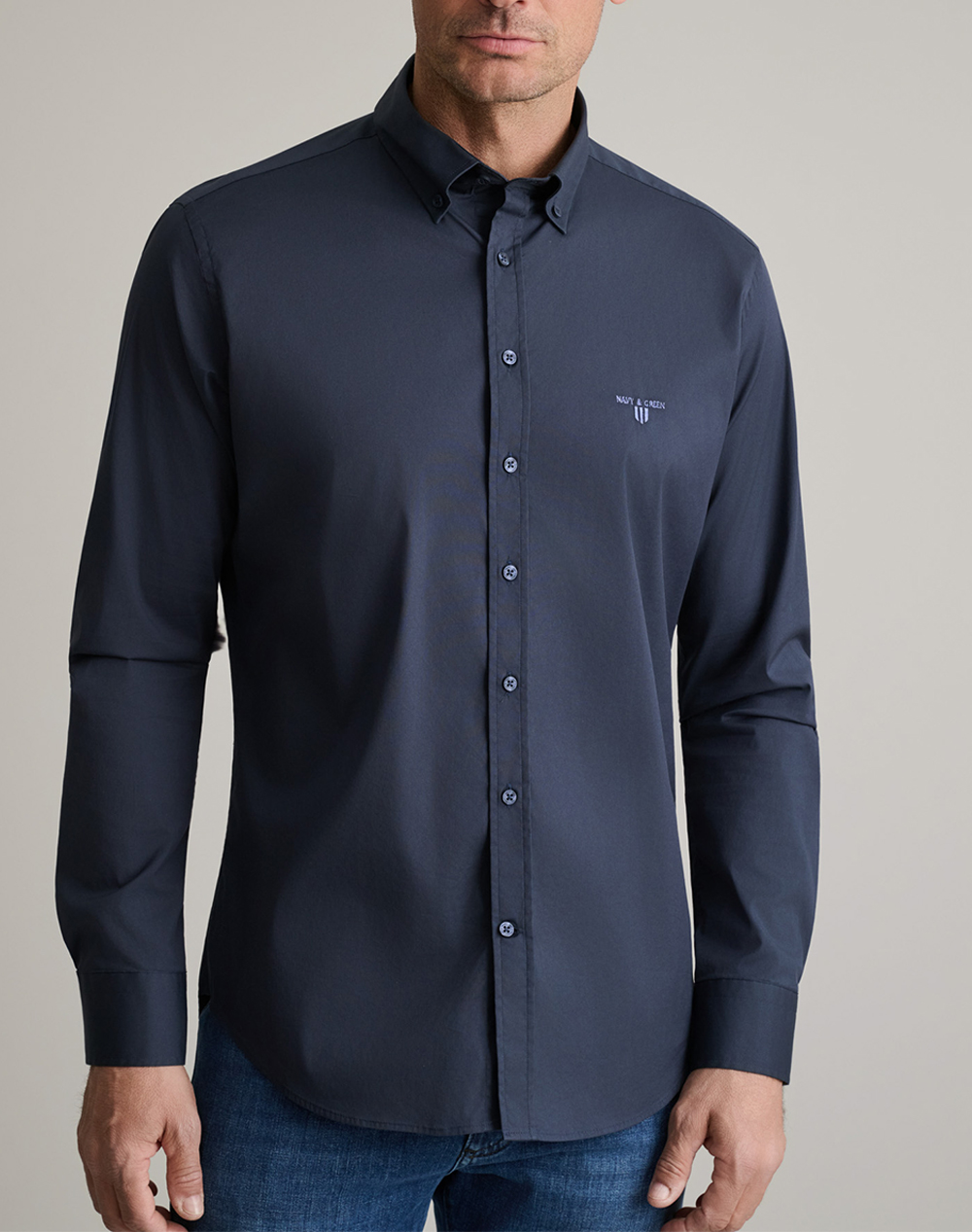 Navy&Green Πουκαμισο Comfort Fit Ανδρας Ρουχα Πουκαμισα Darkblue Βαμβακι,Με Ελασταν,Συνθετικο 24Ng.Sd61/1B.8 Classic Dk Blue - Koolfly