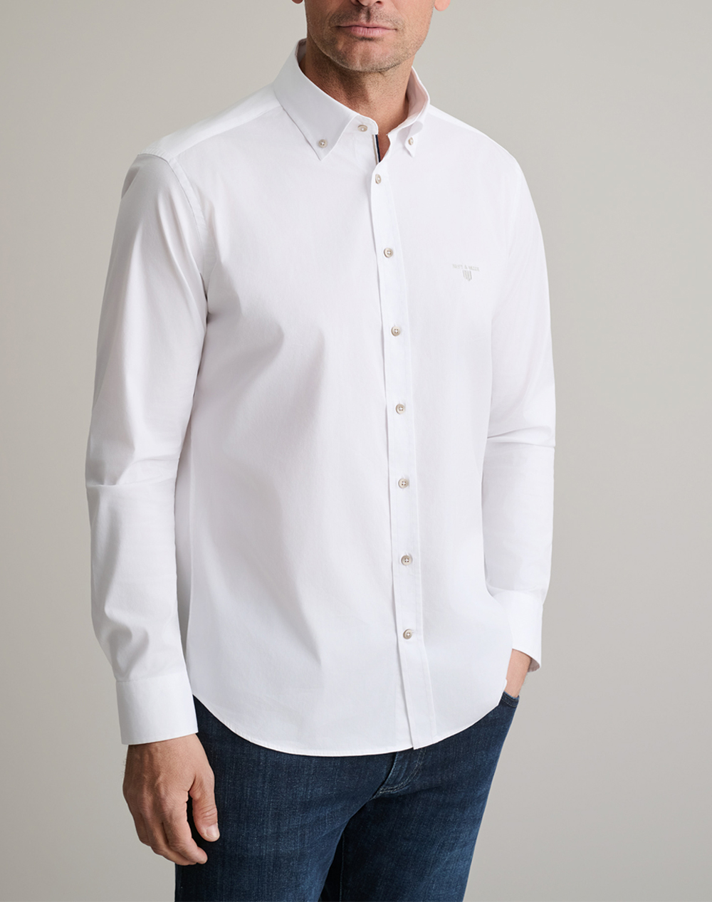 Navy&Green Πουκαμισο Comfort Fit Ανδρας Ρουχα Πουκαμισα White Βαμβακι,Με Ελασταν,Συνθετικο 24Ng.Sd61/1B.8 Bright White - Koolfly