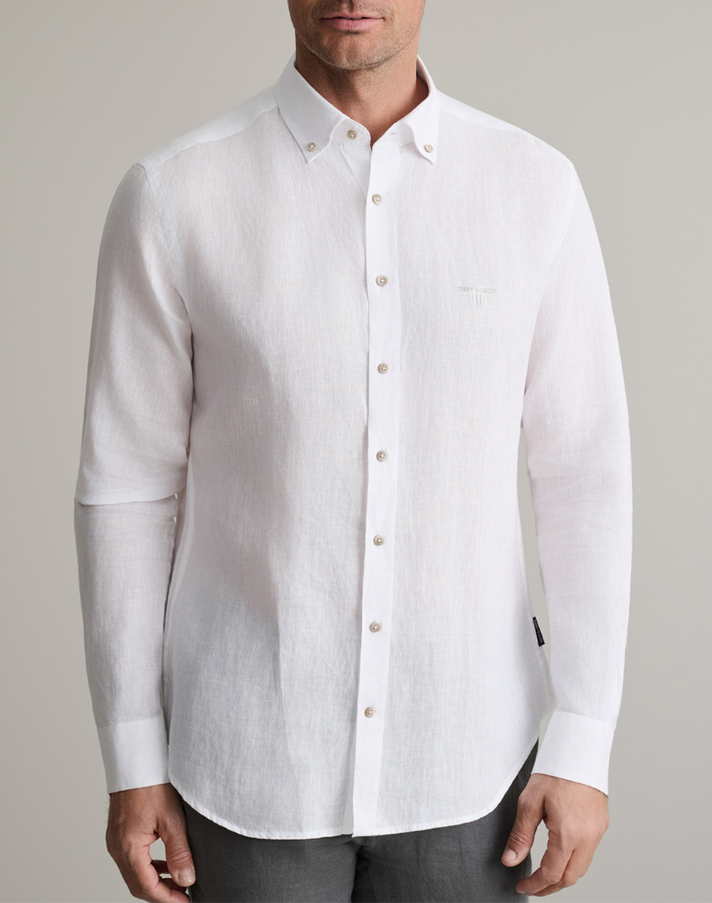 Navy&Green Πουκαμισο Comfort Fit Ανδρας Ρουχα Πουκαμισα White Λινο 24Ng.Bx153/1B.4 White D