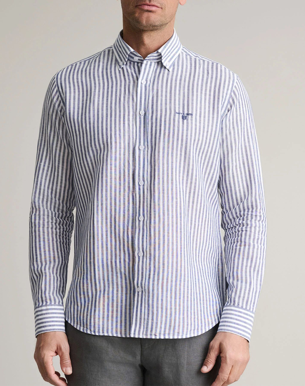 Navy&Green Πουκαμισο Comfort Fit Ανδρας Ρουχα Πουκαμισα Mixed Βαμβακιλινο 24Ng.Sf018/1B Dirty Blue/White