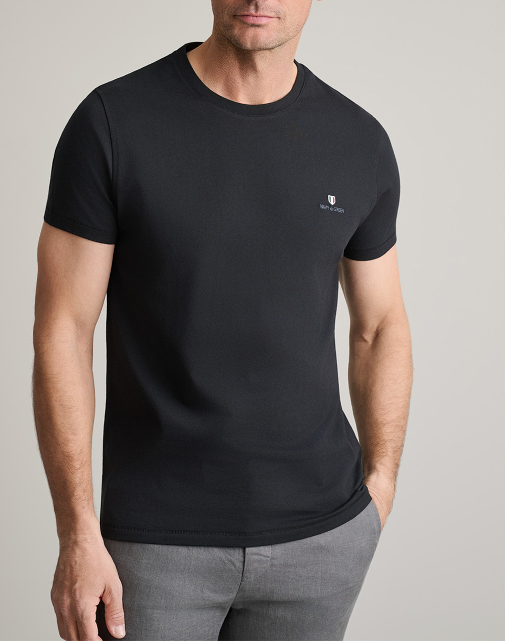 Navy&Green Μπλουζα Λαιμοκοψη Ανδρας Ρουχα Μπλουζες T Shirt Black Βαμβακι 24Mo.001/P.3 Black - Koolfly