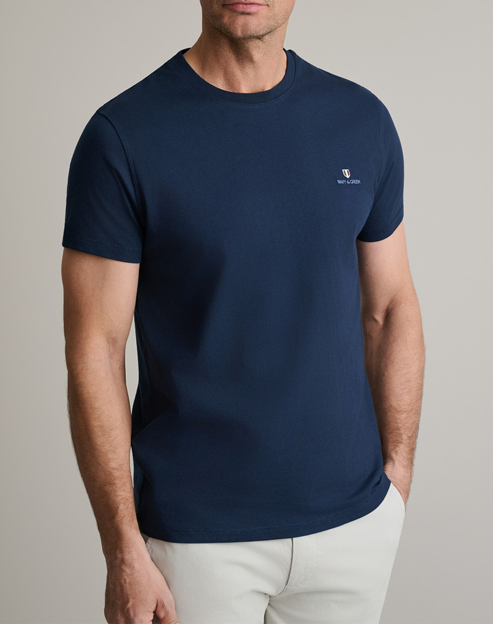 Navy&Green Μπλουζα Λαιμοκοψη Ανδρας Ρουχα Μπλουζες T Shirt Darkblue Βαμβακι 24Mo.001/P.3 Dark Blue - Koolfly
