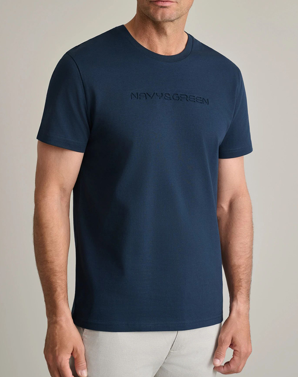 Navy&Green Μπλουζα Λαιμοκοψη Ανδρας Ρουχα Μπλουζες T Shirt Darkblue Βαμβακι 24Tu.346/7R Marine Blue