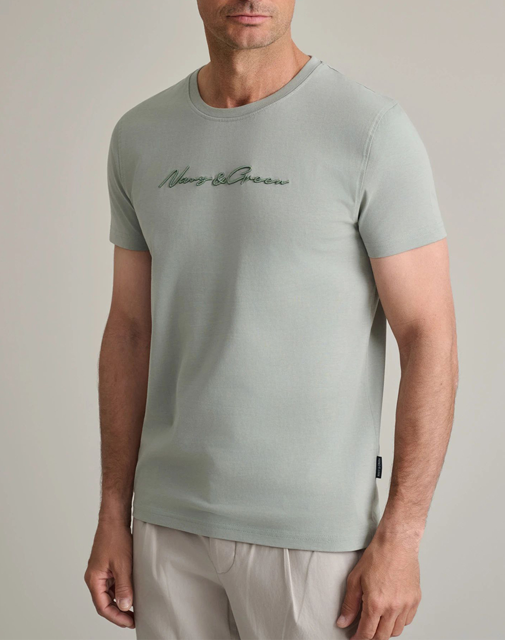 Navy&Green Μπλουζα Λαιμοκοψη Ανδρας Ρουχα Μπλουζες T Shirt Lightgreen Βαμβακι 24Tu.322/11P.2 Iceberg