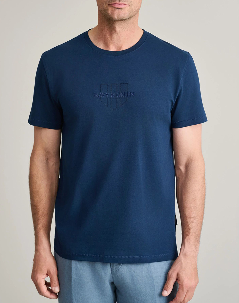 Navy&Green Μπλουζα Λαιμοκοψη Ανδρας Ρουχα Μπλουζες T Shirt Darkblue Βαμβακι 24Tu.346/4R Dark Blue