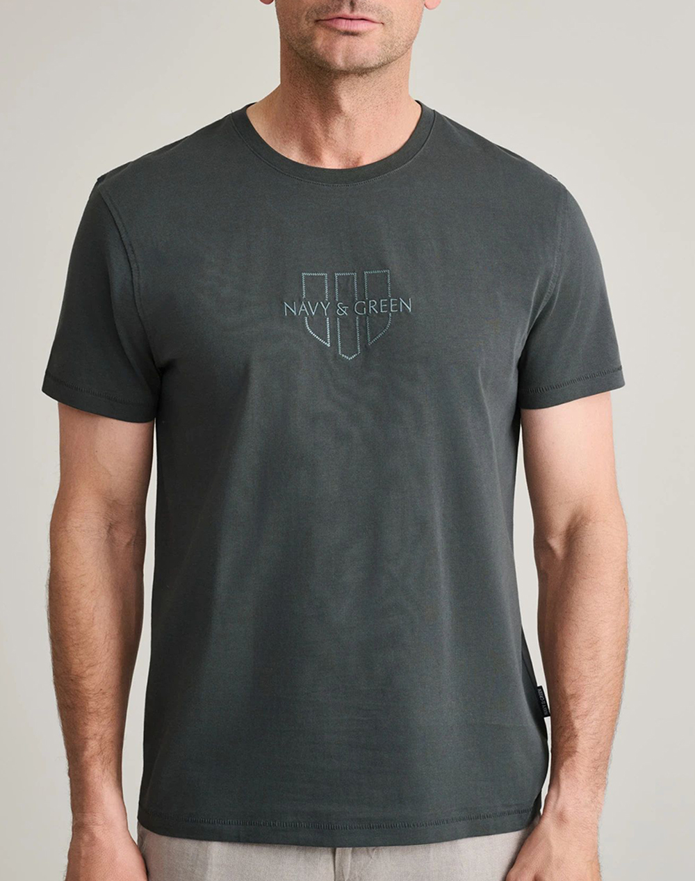 Navy&Green Μπλουζα Λαιμοκοψη Ανδρας Ρουχα Μπλουζες T Shirt Darkgreen Βαμβακι 24Tu.346/4R Deepest Green