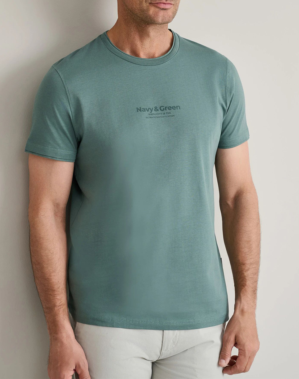 Navy&Green Μπλουζα Λαιμοκοψη Ανδρας Ρουχα Μπλουζες T Shirt Green Βαμβακι 24Tu.346/6R Green Bay