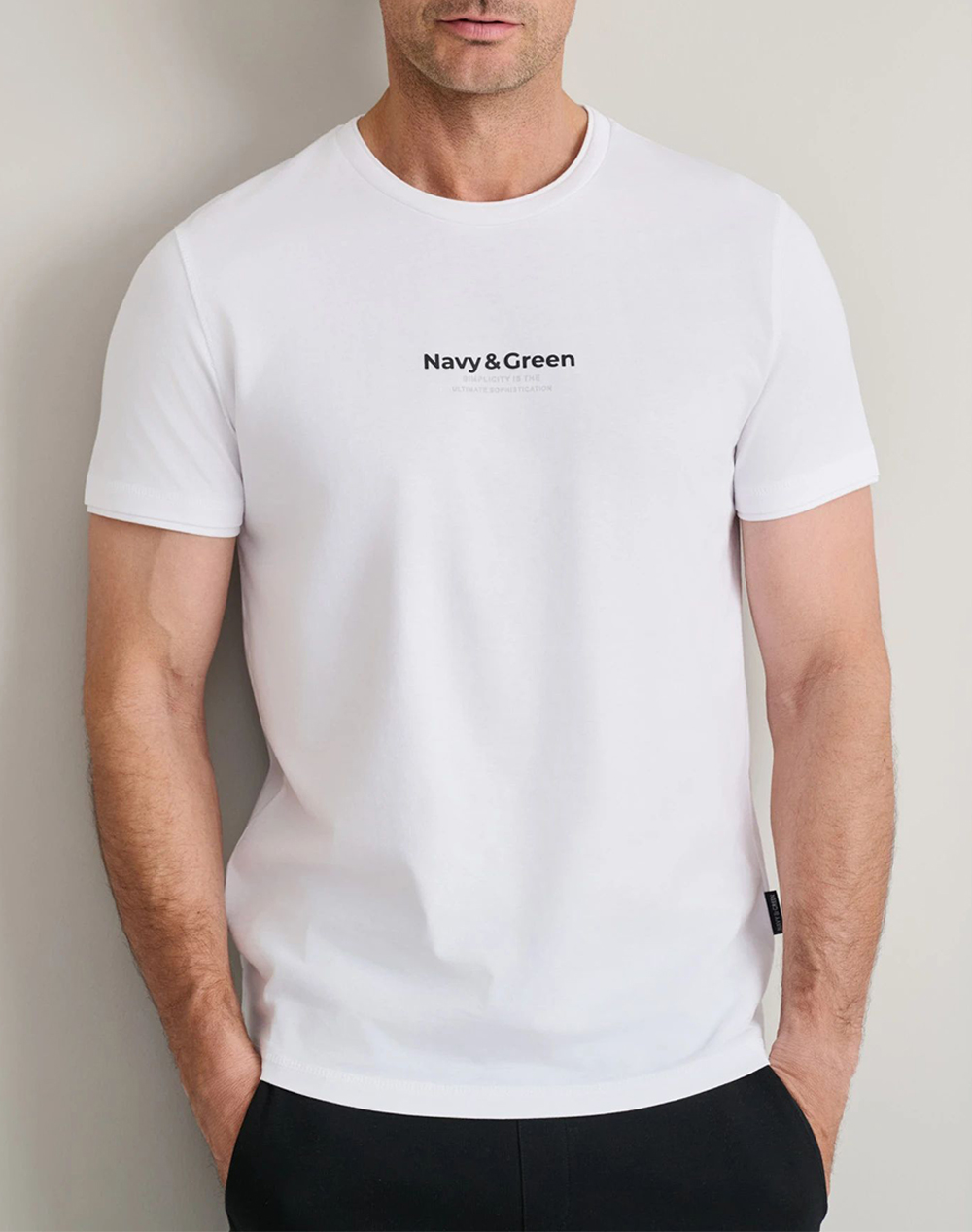 Navy&Green Μπλουζα Λαιμοκοψη Ανδρας Ρουχα Μπλουζες T Shirt White Βαμβακι 24Tu.346/6R White