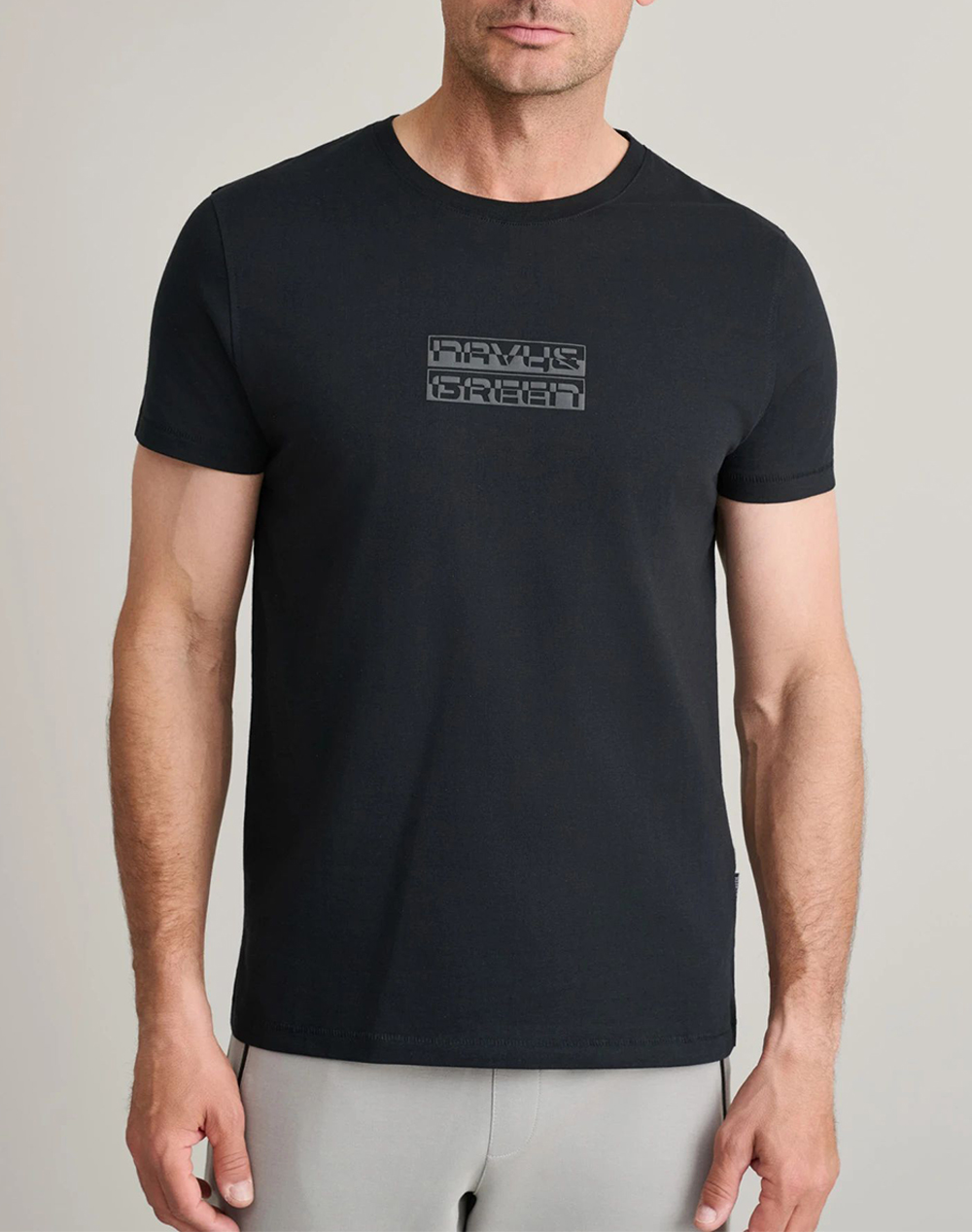 Navy&Green Μπλουζα Λαιμοκοψη Ανδρας Ρουχα Μπλουζες T Shirt Black Βαμβακι 24Tu.346/8R Black