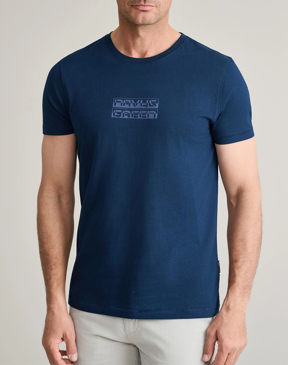 Navy&Green Μπλουζα Λαιμοκοψη Ανδρας Ρουχα Μπλουζες T Shirt Darkblue Βαμβακι 24Tu.346/8R Dark Blue