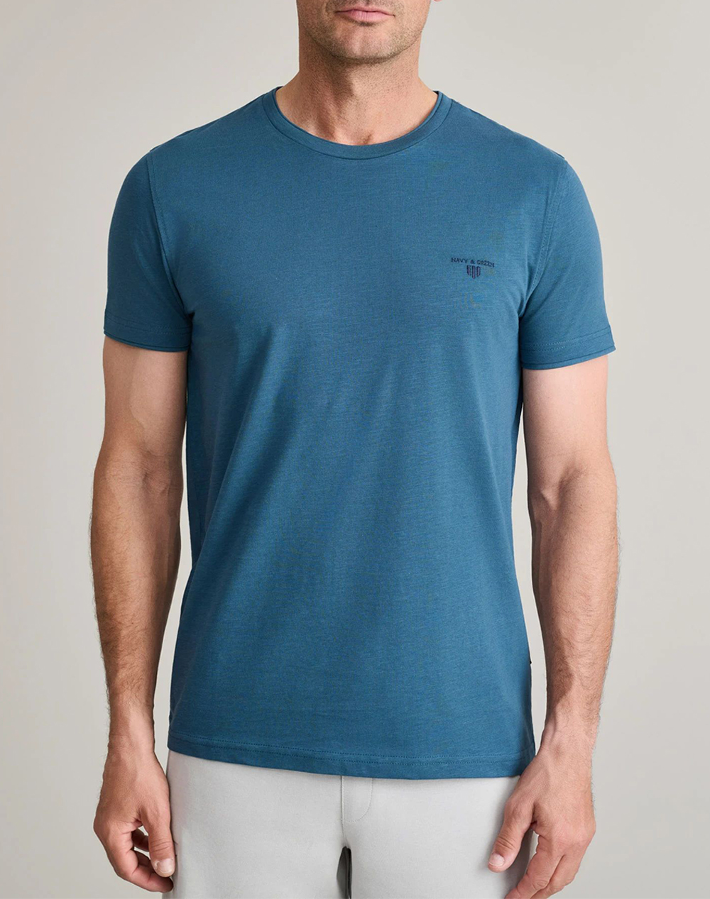 Navy&Green Μπλουζα Λαιμοκοψη Ανδρας Ρουχα Μπλουζες T Shirt Oceanblue Βαμβακι 24Tu.323/6P.2 Deep Ocean