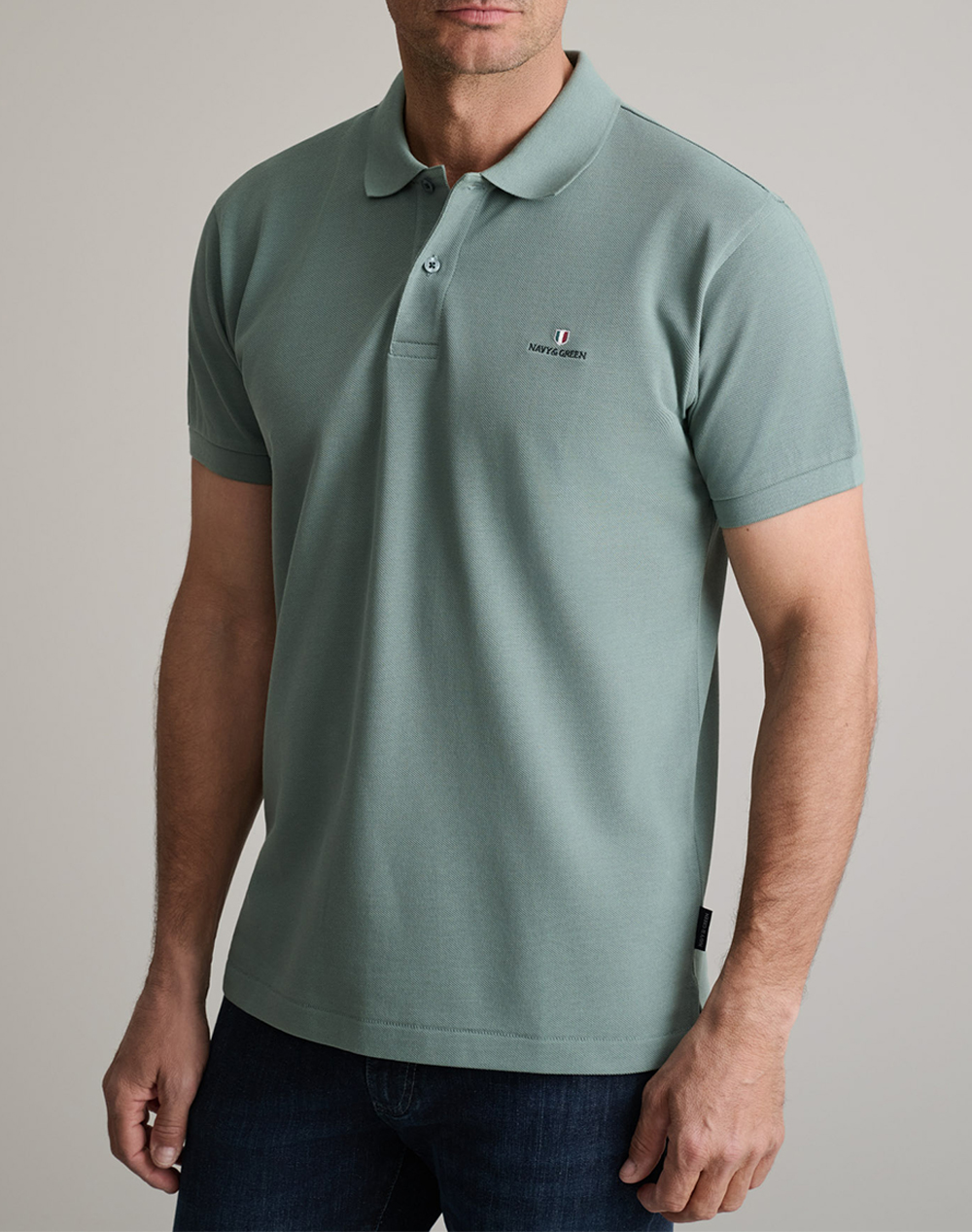 Navy&Green Μπλουζακι Πολο M/Χρωμο, Custom Fit Ανδρας Ρουχα Μπλουζες Polo Mixed Βαμβακι 24Ge.300.9 Stormy Sea - Koolfly
