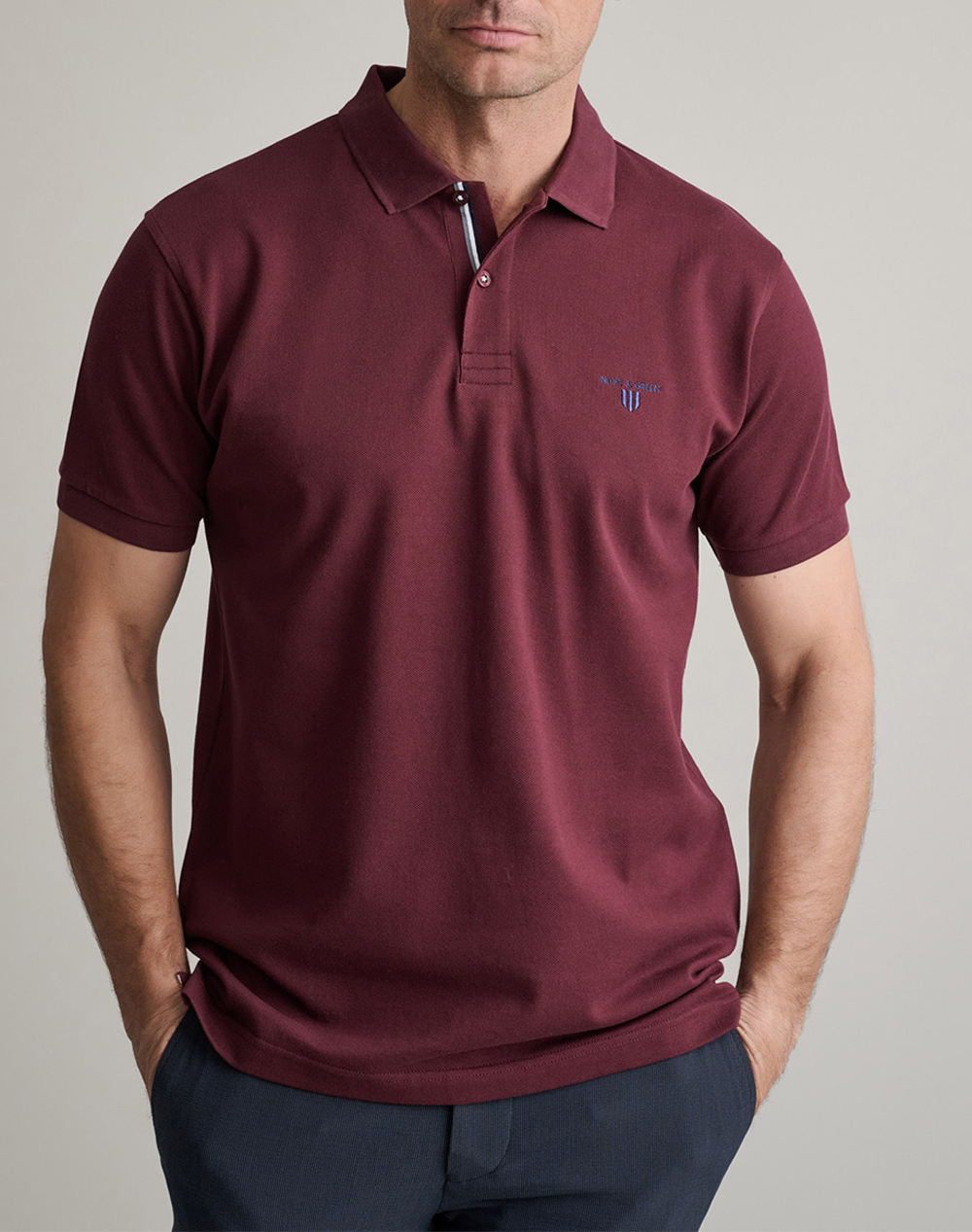 Navy&Green Μπλουζα Πολο Ανδρας Ρουχα Μπλουζες Polo Bordeux Βαμβακι 24Ey.021/Pl.1 Dark Bordeaux