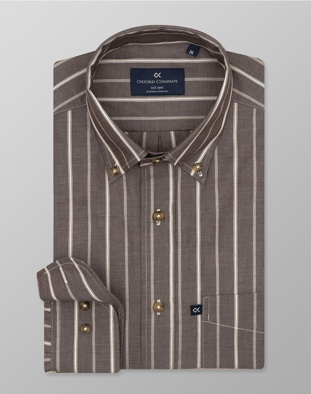 Oxford Company Button Down Πουκαμισο Ανδρας Ρουχα Πουκαμισα Brown Βαμβακι J120 Bz10.02 02 - Koolfly