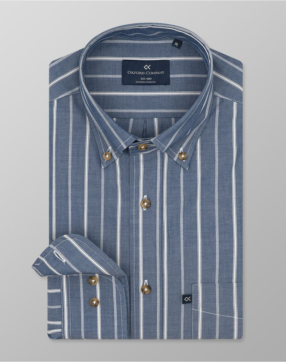 Oxford Company Button Down Πουκαμισο Ανδρας Ρουχα Πουκαμισα Blue Βαμβακι J120 Bz10.01 01