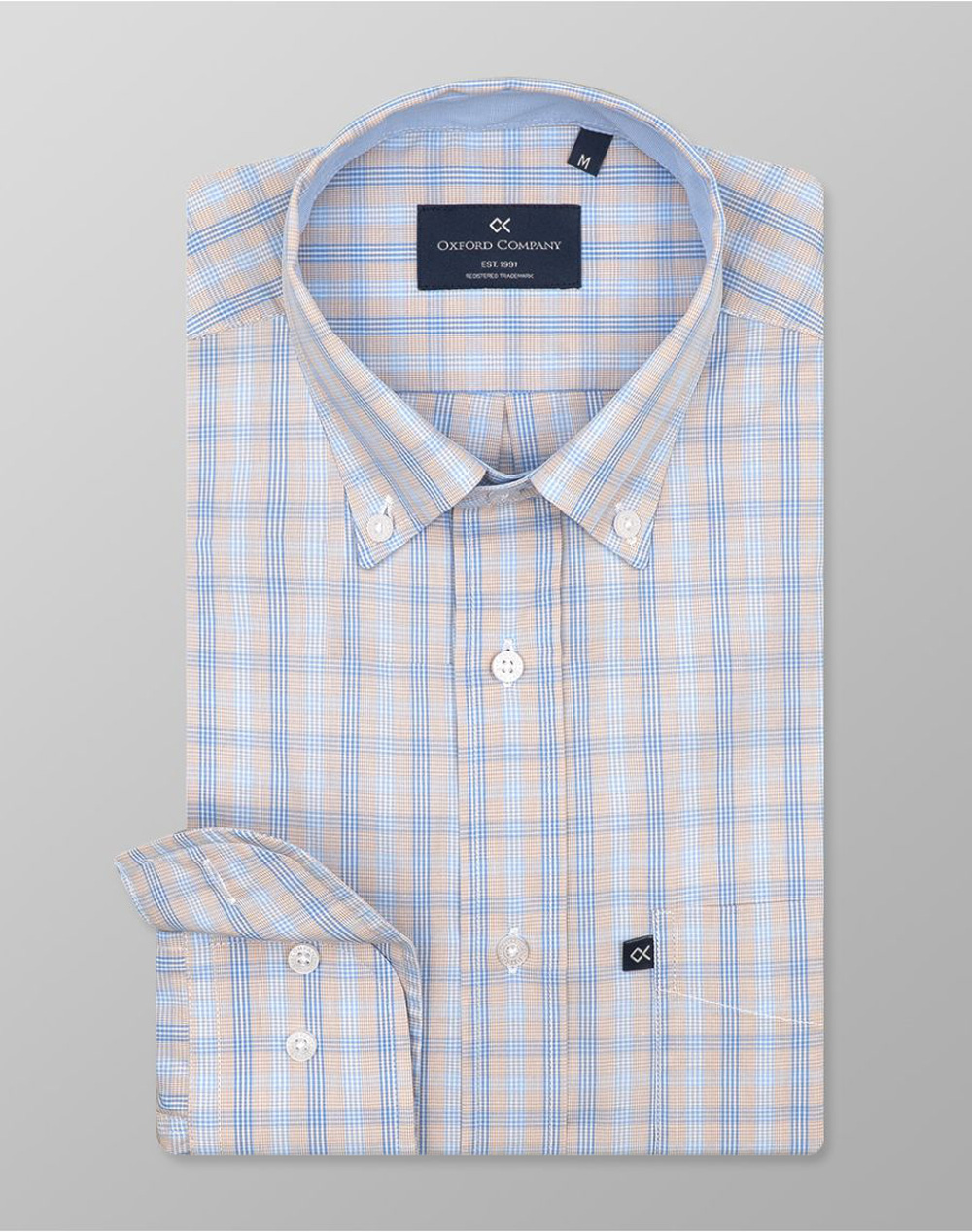 Oxford Company Button Down Πουκαμισο Ανδρας Ρουχα Πουκαμισα Cyan Βαμβακι M130 Bz10.01 01