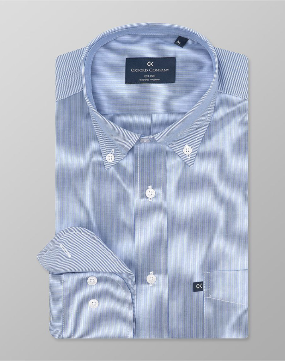 Oxford Company Button Down Πουκαμισο Ανδρας Ρουχα Πουκαμισα Cyan Βαμβακι M124 Bz10.01 01